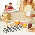 thumbnail image 1 of 4-Tier Stainless Steel Taco Serving Rack - Wavy Design Taco Holder for Entertaining - Space-Saving Kitchen Organizer for Tacos and Quesadillas, 1 of 5