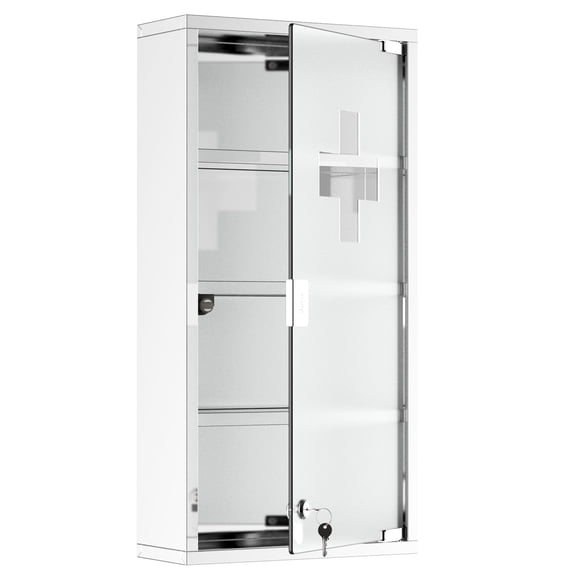 4-Tier Stainless Steel Wall Cabinet with Magnetic Lock - Facilitates Easy Access