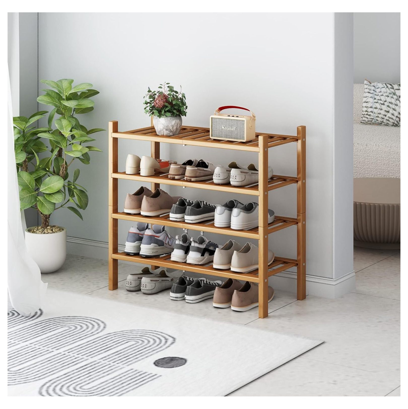 4-Tier Standing Shoe Racks, Stackable | Beautiful | Natural ...