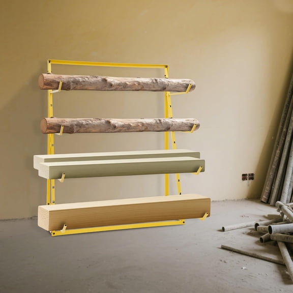 4-Tier Steel Horizontal Lumber Storage Rack Heavy Duty Cantilever Pipe Organizer, Freestanding Triangle Shelf, 440.92 lbs Load Capacity, for Garage, Workshop, Basement, (Yellow)