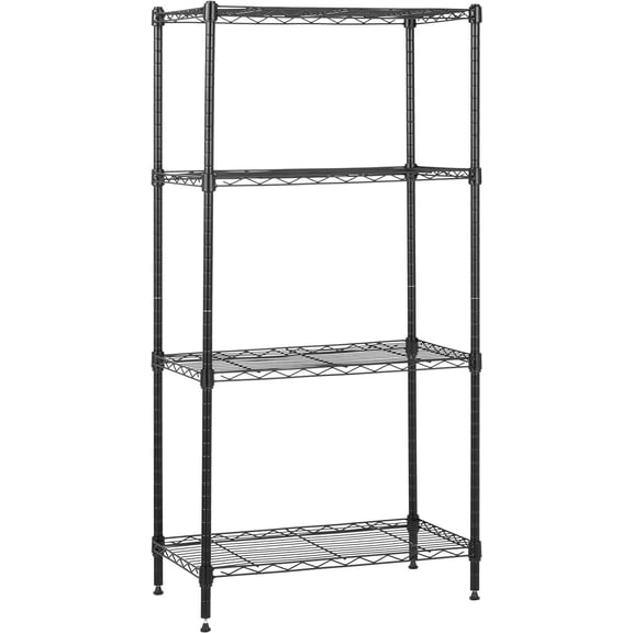 4-Tier Steel Wire Storage Shelves for Garage, Adjustable Metal Shelving Unit, 200 lbs Per Shelf Capacity, Wobble-Free Utility Organizer Rack, 23.2" W x 13.4" D x 48" H, Black