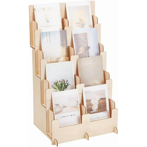 4 Tier Sticker Display Stand for Vendors Wooden Small Card Display Rack 8 Shelf Portable Retail Vendor Display Stand Tabletop Display Stand for Greeting Card Display Tradeshows