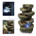thumbnail image 1 of 4-Tier Stone Tabletop Water Fountain with LED Lights - Soothing Water Sound - Small Decorative Waterfall Feature for Hom, 1 of 6