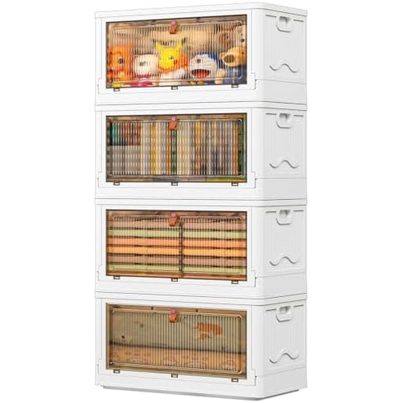 4 Tier Storage Bins with Lids 102QT, Stackable Storage Containers with ...