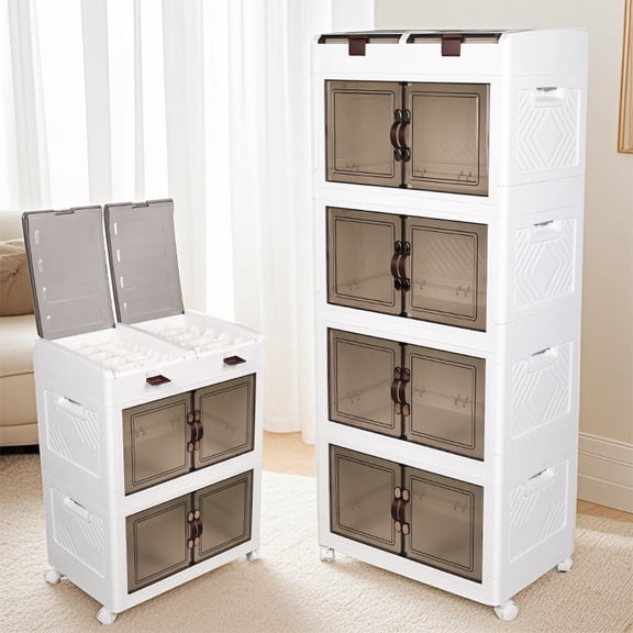 4-Tier Storage Cabinet with Wheels - Slim File Cabinet & Bathroom Floor Organizer for Toilet Paper, Towels, Snacks | Kitchen & Home Use