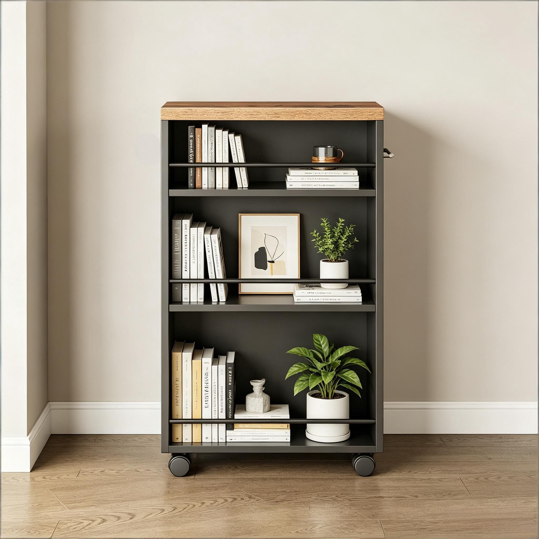 4-Tier Storage Cart Rolling Narrow Kitchen Cart for Small Spaces Organization Utility Rack with Wheels