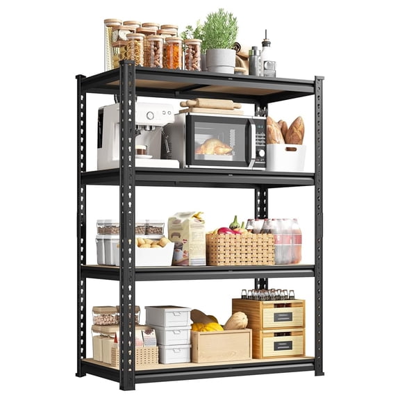4-Tier Storage Shelves, 1604LBS Adjustable Pantry Shelves, Metal Shelving Unit for Kitchen, Pantry, Closet, Laundry, Garage, 15.76" D 31.56" W .06" H