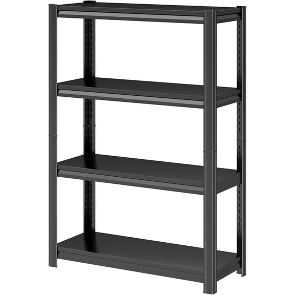 4 Tier Storage Shelves 800LBS Metal Heavy-Duty Shelving Adjustable Shelving Unit for Laundry Bathroom Kitchen Pantry Closet Garage Office Black（44" H×31.5" W×11.8" D）