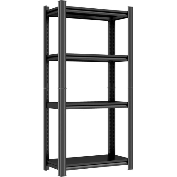 4-Tier Storage Shelves, Kitchen Shelving Unit Freestanding, Quick DIY Setup, Black, Suitable for Kitchen Bedroom Living Room Bathroom, Reinforced Welds (31.4" W x 13.7" D x 44" H)