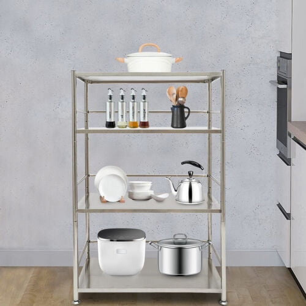 4-Tier Storage Shelves, Stainless Steel Organizer Rack, Storage Shelves ...