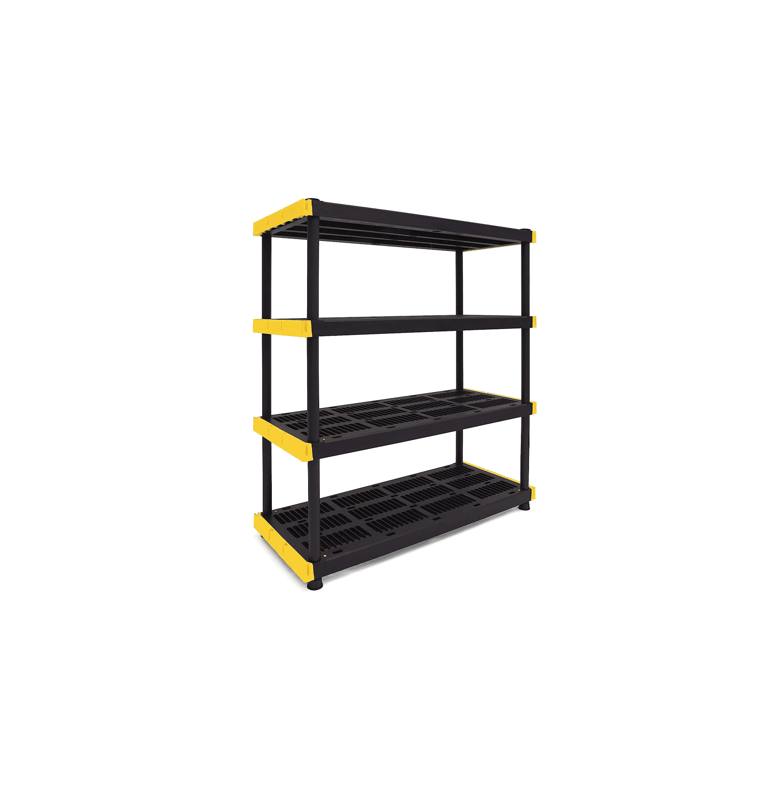 4 Tier Storage Shelving Unit, Indoor Outdoor Layer Rack, Black & Yellow