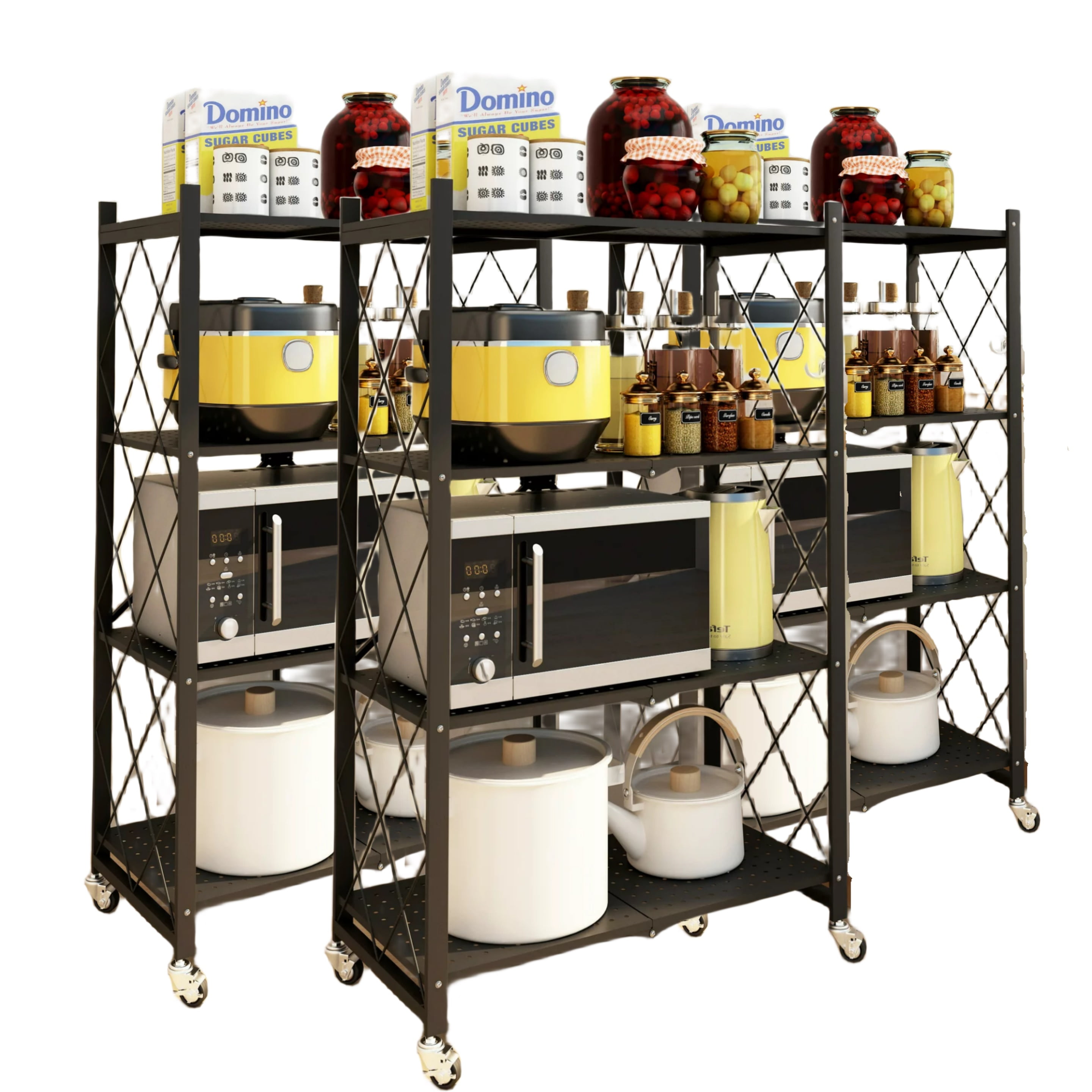 4Tier Storage Shelving Units, Heavy Duty Metal Shelf, Foldable Shelf