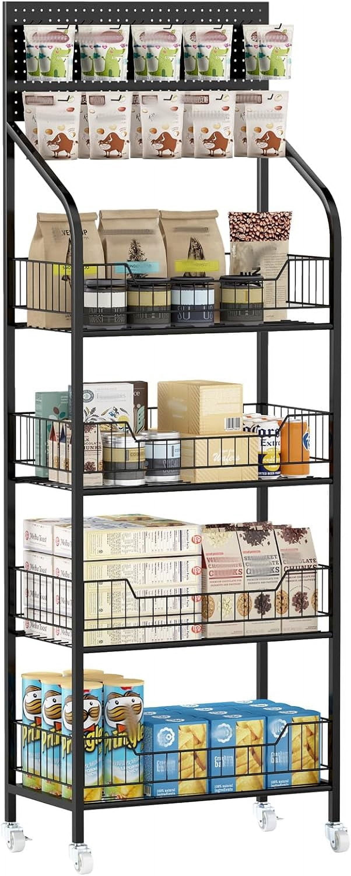 4 Tier Supermarket Retail Display Racks, Free-Standing Metal Snack ...