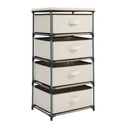 4-Tier Tall Closet Dresser with Drawers - Clothes Organizer and Small Fabric Storage for Bedroom (Beige)
