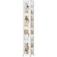 thumbnail image 1 of 4 Tier Tall Plastic Slim Storage Cabinet with Lockable Wheels, Adjustable Shelves, Anti-Tip for Bathroom, Living Room, Laundry Room, Kitchen, Narrow/Small Space, Easy Assembly, Clear, 1 of 6