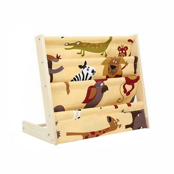 4 Tier Toddler Bookshelf,Wood kids Book Rack Storage Bookshelf,Natural