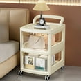 thumbnail image 1 of 4-Tier Transplastic Rolling Storage Cart with Wheels, Multi Layer Clear Plastic Storage Trolley Organizer, Movable Utility Shelf for Kitchen Bathroom Living Room Floor Clear, 1 of 6