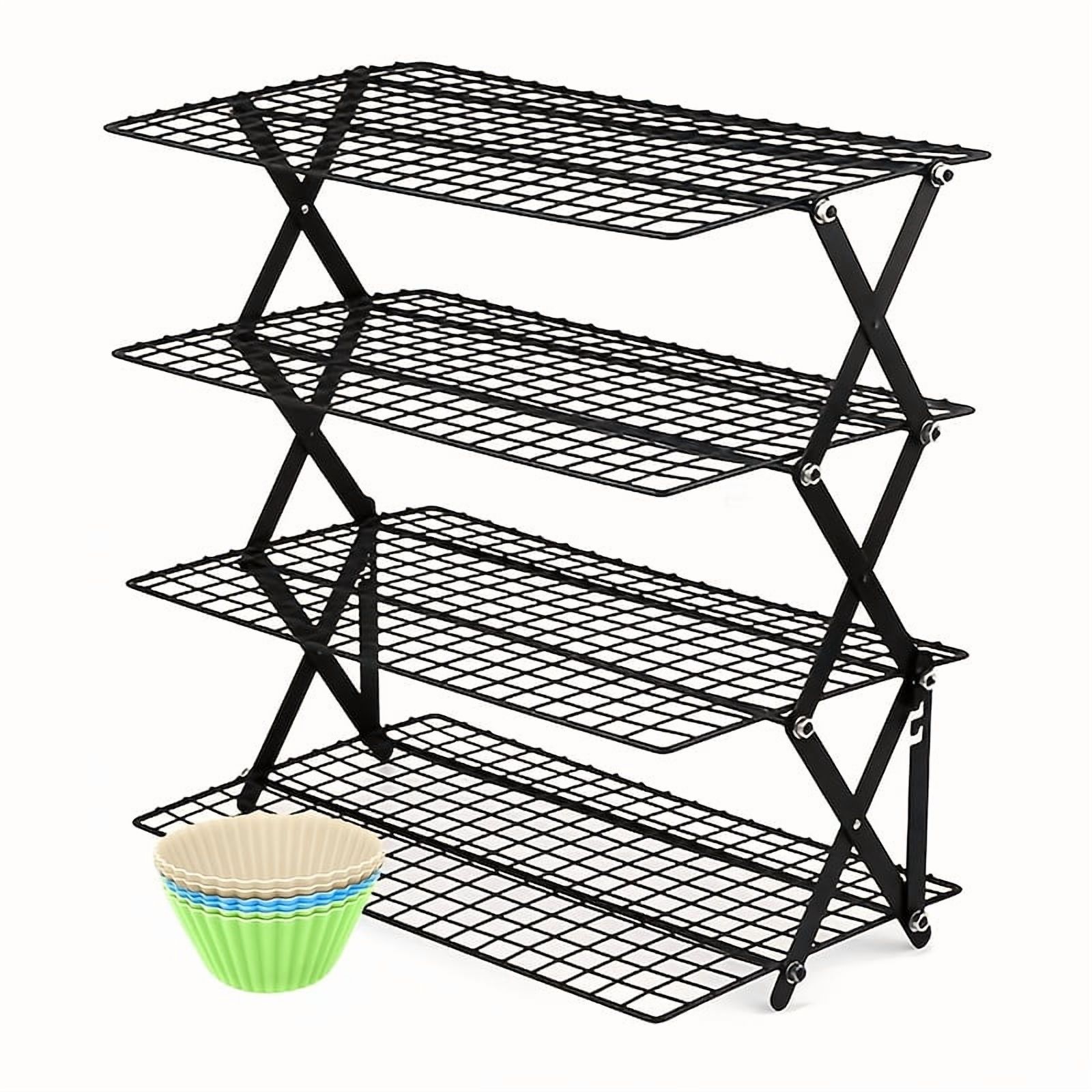 Milk Rack Setting 4-Tier Upgraded Collapsible Cooling Rack with Adjustable 3 Setting ...