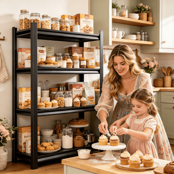 4-Tier Utility Shelf 36"Wx54"H,Heavy Duty Kitchen Baker's Rack,Rust-Resistant Baking Shelves,Freestanding Adjustable Storage,2400lb,Metal Sturdy Space Saver for Kitchen Bedroom Living Room