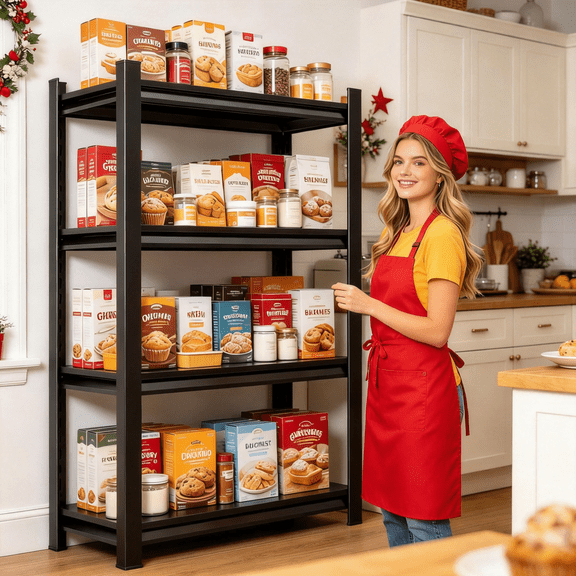 4-Tier Utility Shelf 36"Wx54"H,Heavy Duty Kitchen Baker's Rack,Rust-Resistant Baking Shelves,Freestanding Adjustable Storage,2400lb,Metal Sturdy Space Saver for Kitchen Bedroom Living Room