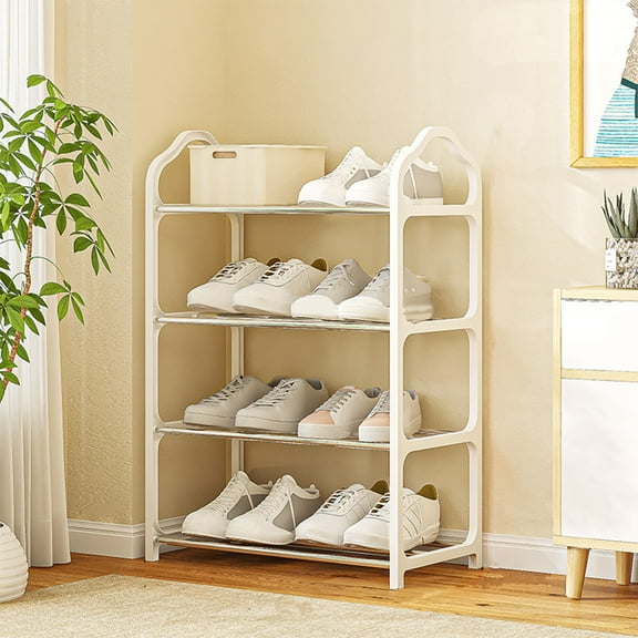 4-Tier Ventilated Shoe Rack for Bedroom, Closet and Entryway Organization | Space Efficient Metal Shelving Unit with Tool-Free Assembly