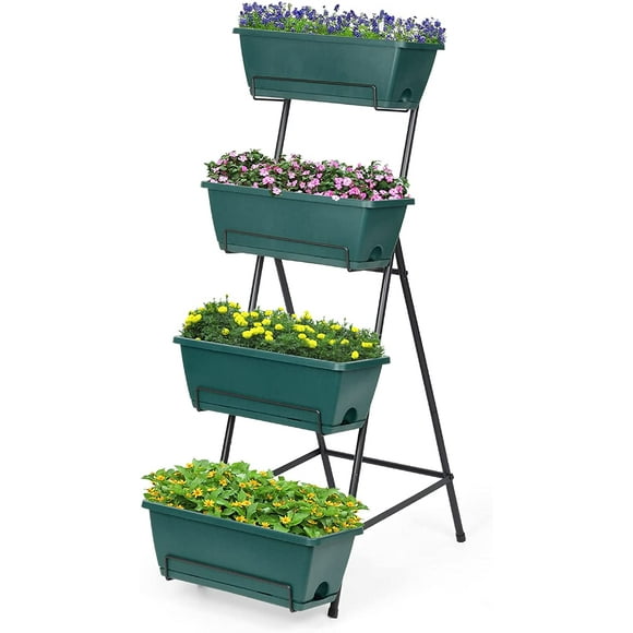 4 Tier Vertical Elevated Garden Bed Planter, Green
