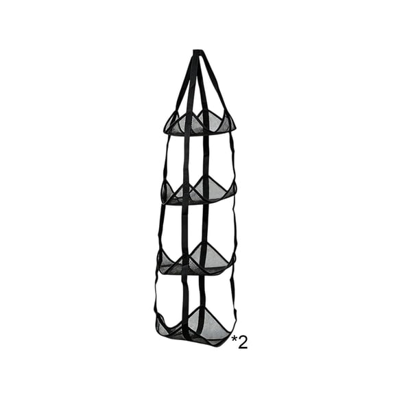 4 Tier Wall Hanging Ball Storage Net Bag, Sports Ball Organizer for Basketball Soccer Volleyball, 2 Pack