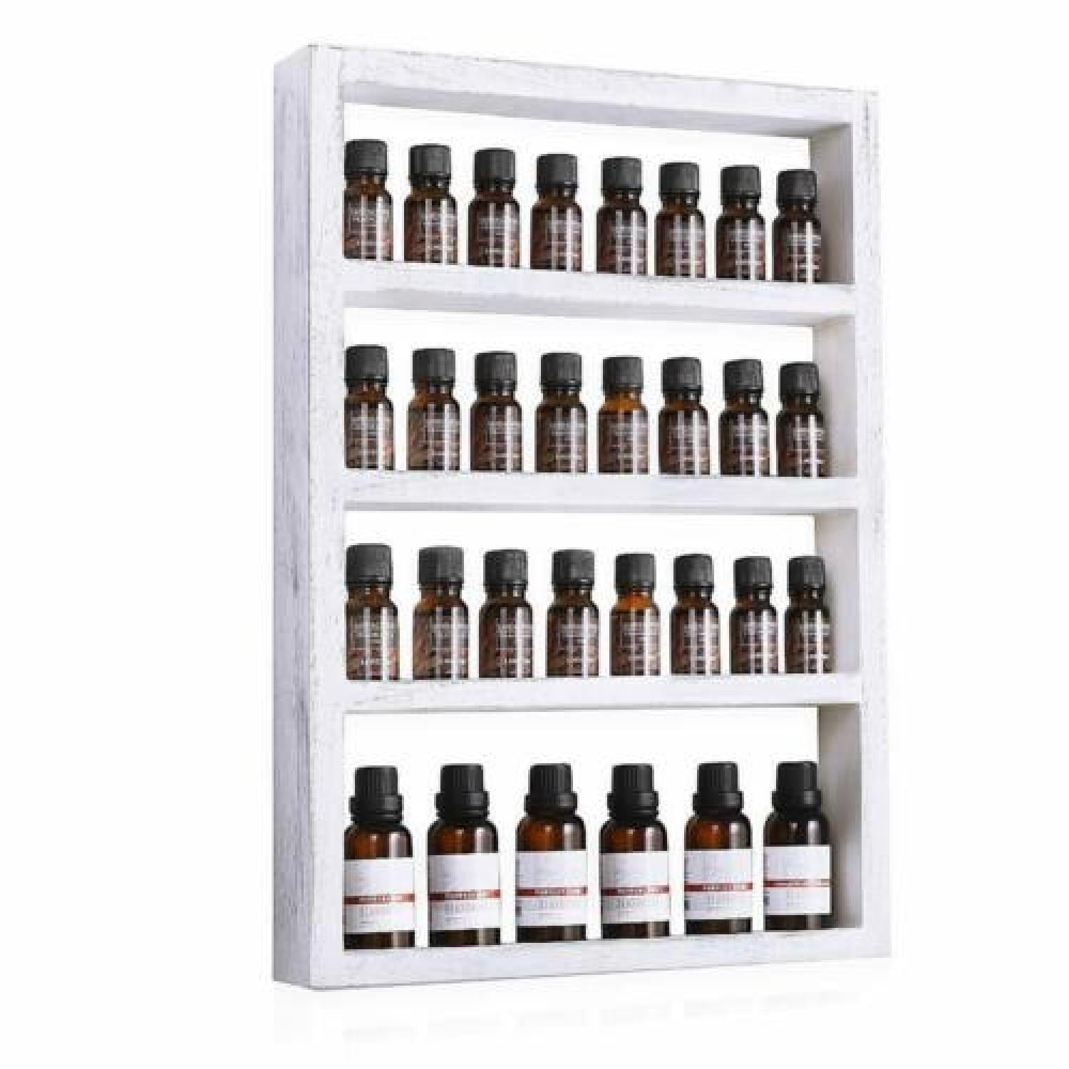 4 Tier Wall Mounted Wooden Display Shelf Rack for Essential Oils Nail ...