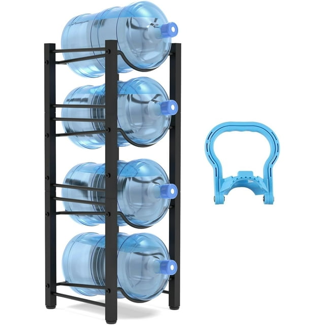 4 Tier Water Bottle Holder Storage Rack, 5 Gallon Water Jug Dispenser