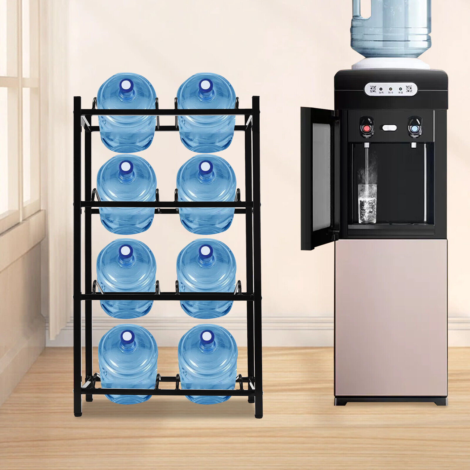 4 Tier Water Jug Rack Storage Holder,Black Water Jug Stand Water Jug