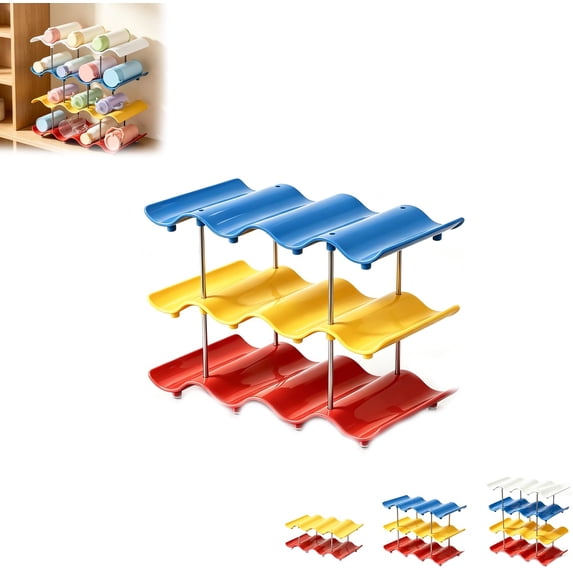 Stackable Liquid Containers 4-Tier Wave Cup Storage Rack, Stackable Wave Shape Bottle Organizer ...