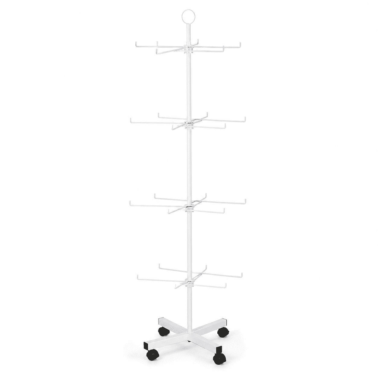 4-Tier White Metal Rotating Retail Display Rack with Adjustable Tiers ...