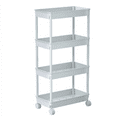 thumbnail image 1 of 4 Tier Wide Storage Cart Mobile Shelving Unit Organizer Slide Out Storage Rolling Utility Cart Tower Rack for Kitchen Bathroom Laundry, Plastic & Stainless Steel,White, 1 of 6