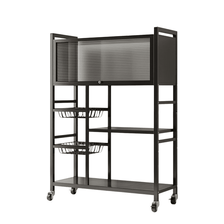 4-Tier Wire Basket Rolling Storage Cart, Metal Shelving Organizer with Wheels for Kitchen, Office, and Bathroom
