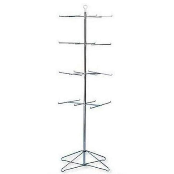4 Tier Wire Display Rack in Chrome 63.5 H x 24.5 D with 24 Peg
