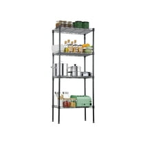 4 Tier Wire Shelving Unit with 4 PP Sheets, Height Adjustable Metal Storage Shelves with Leveling Feet 600LBS Load Capacity Storage Racks for Kitchen Cabinets Laundry Bathroom, 18L x 12W x 44H