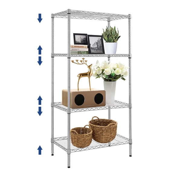 4 Tier Wire Shelving Unit, Height Adjustable Wire Shelves with 1200 LBS Capacity, Metal Storage Rack Organizer for Laundry, Kitchen, Bathroom, Pantry, Closet (18"D x 29.5"W x 59"H, Chrome)