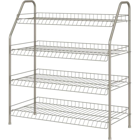4-Tier Wire Shoe Rack Organizer, Nickel Finish, Easy to Assemble, Holds ...
