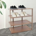 thumbnail image 1 of 4 Tier Wood Bamboo Shoe Rack Organizer Shelf Entryway Storage Stand Adjustable Height Holder, 1 of 15