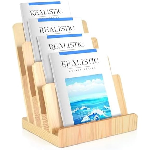 4 Tier Wood Brochure Holder 8.5 x 11Magazine Display Rack Brochure Display Stand Literature Holder Pamphlet Display Stand Magazine Organizer Flyer Display Holder for Table Counter$$Other