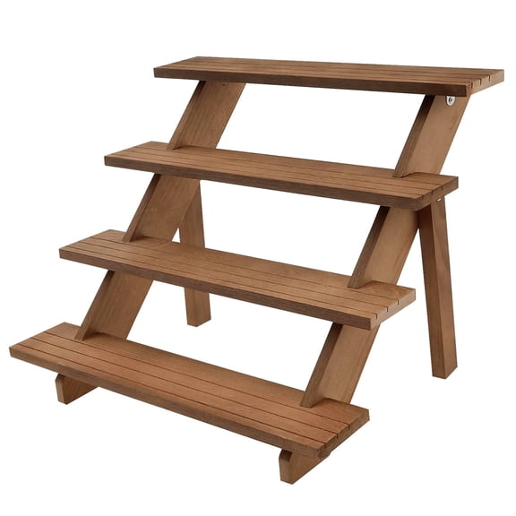 4-Tier Rustic Wood Cupcake Display Stand, Tiered Display Risers for Vendors, Home, Wedding & Party Decor