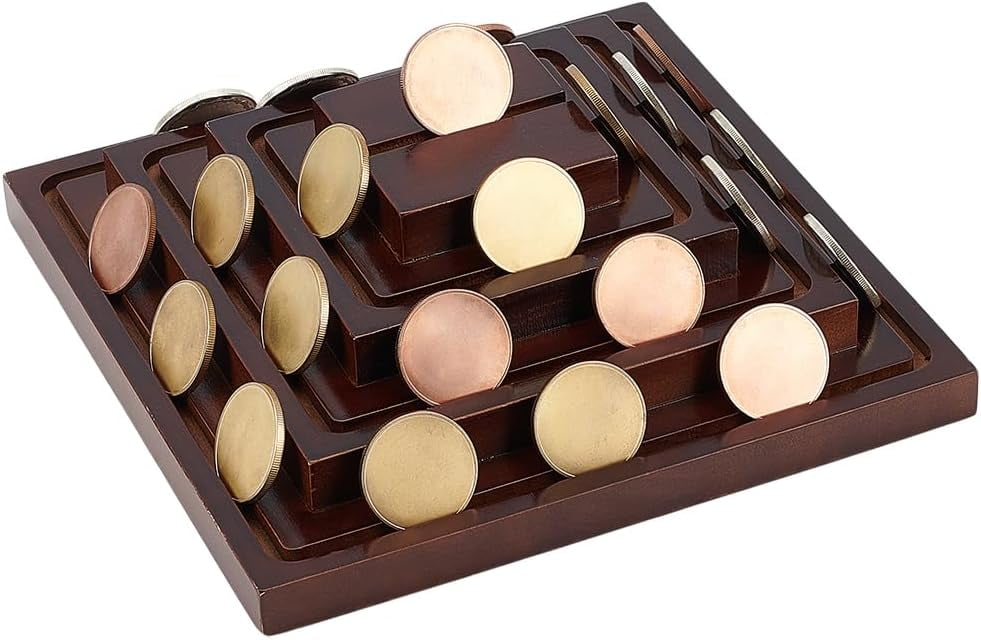 4-Tier Wooden Army Coin Holder Display Military Coins Display Case ...