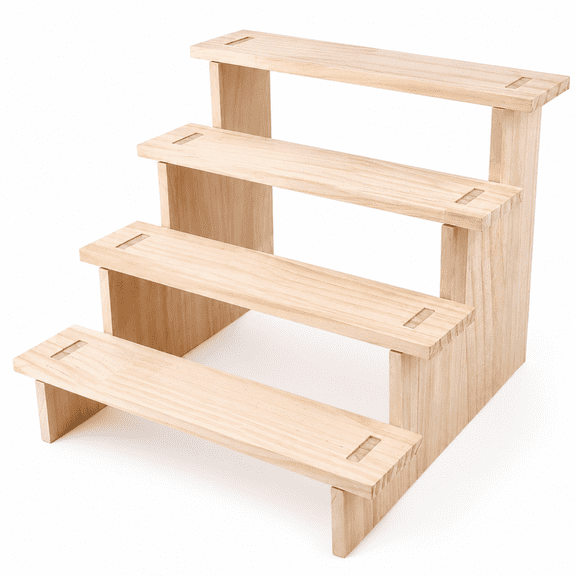 4 Tier Wooden Display Stand, Solid Wood Dessert Display Shelf, Rustic Cupcake Tower Stand for Party Table Decor Jewelry Counter Retail Booth Collectible Organizer, Easy Assembly Space Saving Rack