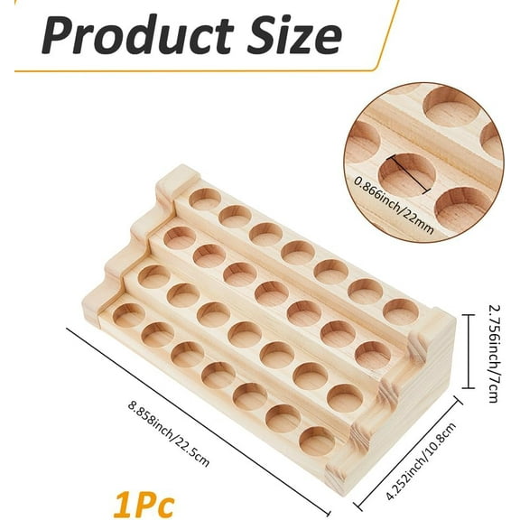 4 Tier Wooden Essential Oil Display Stand 28 Slots Essential Oil Organizer Essential Oil Holder Stand 22mm Hole Essential Oils Perfume Storage Racks 22.5x10.8x7cm