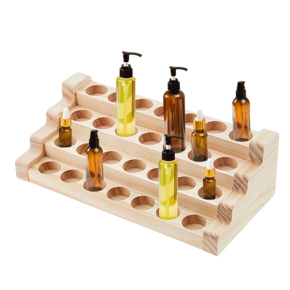 4 Tier Wooden Essential Oil Display Stand 28 Slots Essential Oil Organizer Essential Oil Holder Stand 22mm Hole Essential Oils Perfume Storage