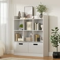 thumbnail image 1 of 4-Tier Wooden Open Shelf Bookcase with Fabric Drawers, 8 Cube Kids Bookshelf, Freestanding Book Shelves, Kids Bookcase Cubby Storage Organizer for Bedroom, Living Room, Office, White, 1 of 9