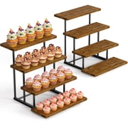 4-Tier Wooden Cake Stand Cupcake Tower Stands with Multi-functional Layered Tray Rack for Dessert Table Display for Birthday Party 2 Pack