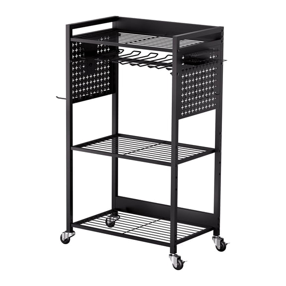 4-Tier Workshop Cart on Wheels - 150 lbs Capacity Tool Organizer Rolling Cart for Garage Storage