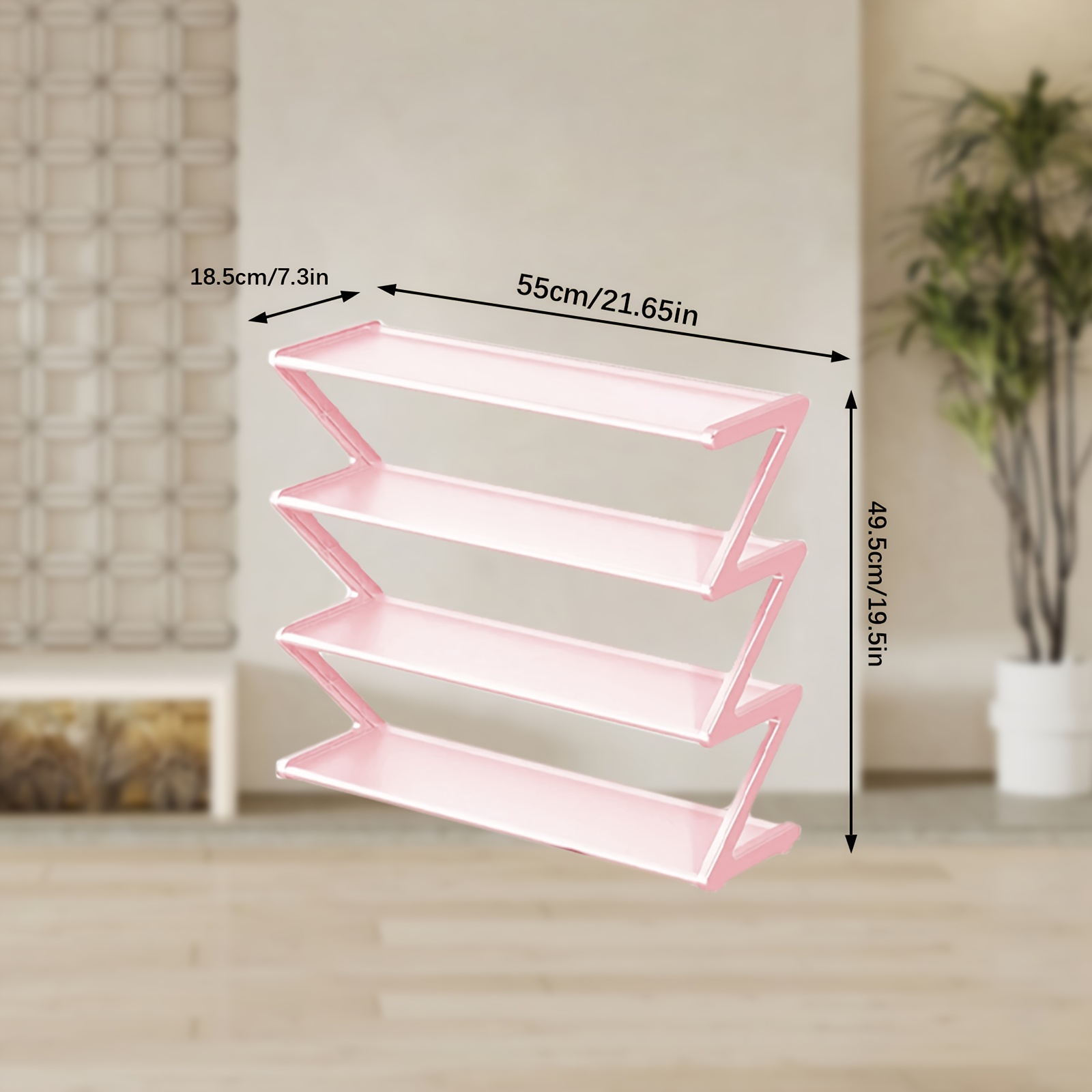 4-Tier Z-Shape Shoe Rack, No-Tool Assembly Plastic Storage Shelf for ...