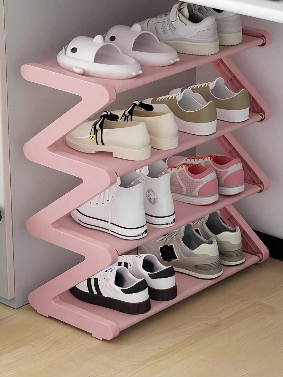 Zen Shoe Rack 4-Tier Z-Shaped Shoe Rack - Plastic Freestanding Storage Shelf, Large ...